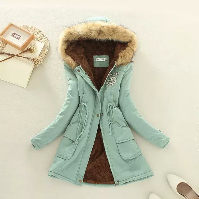 Damen gefütterte Übergangsjacke mit Kapuze und Teddyfutter Drune