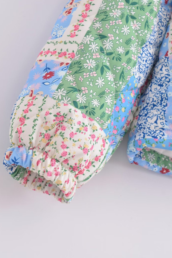 Drune | Stehkragen Langarm Blumenmuster Baumwolljacke