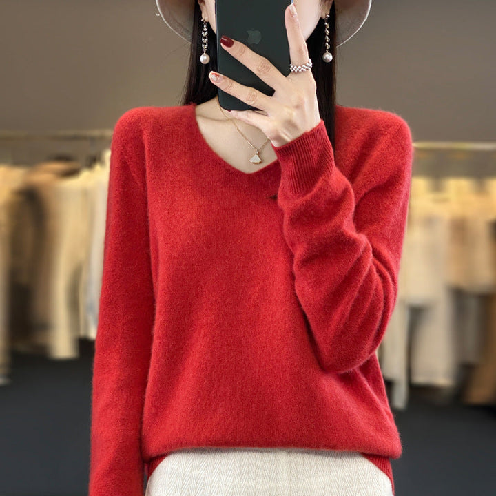 Drune | Lockere Damenpullover mit V-Ausschnitt für Herbst und Winter