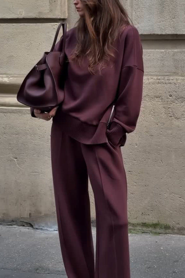 Drune | Bequemes Damen Satz mit Strukturiertem Sweatshirt und Hose