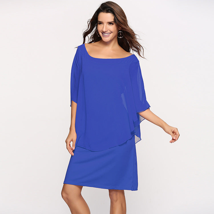 Damen elegantes Abendkleid mit schwingendem Überwurf Drune