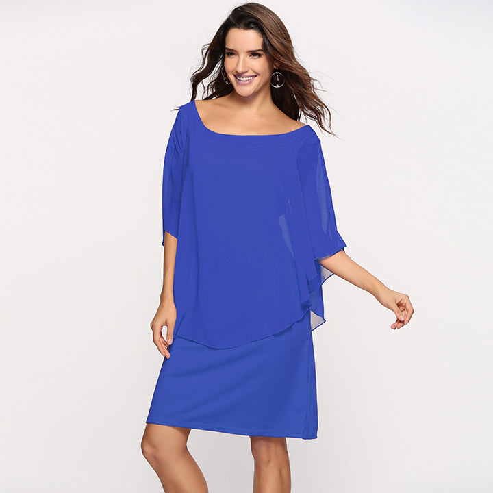 Damen elegantes Abendkleid mit schwingendem Überwurf Drune