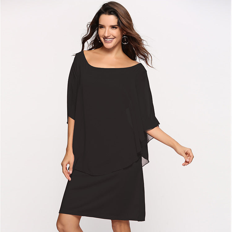Damen elegantes Abendkleid mit schwingendem Überwurf Drune