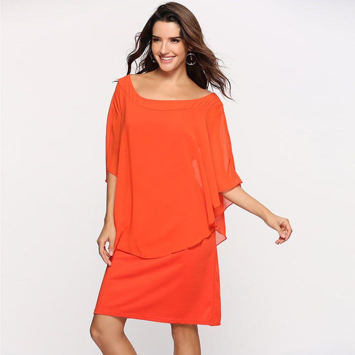 Damen elegantes Abendkleid mit schwingendem Überwurf Drune