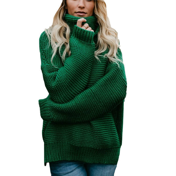 Damen Grobstrickpullover mit hohem Kragen und strukturiertem Design Drune