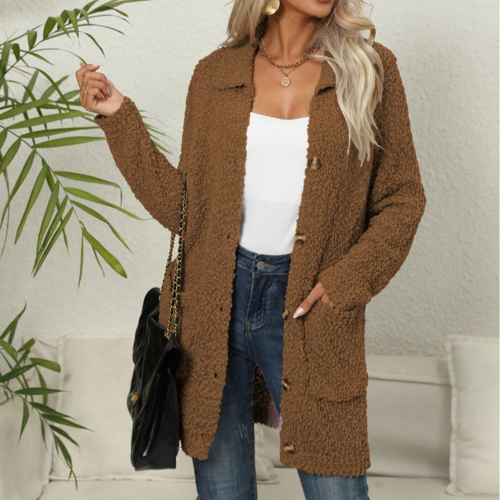 Drune | Lange Teddyjacke mit Knopfverschluss Fleece Weich und Warm
