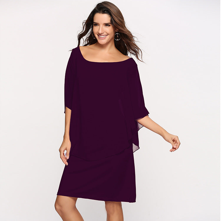 Damen elegantes Abendkleid mit schwingendem Überwurf Drune