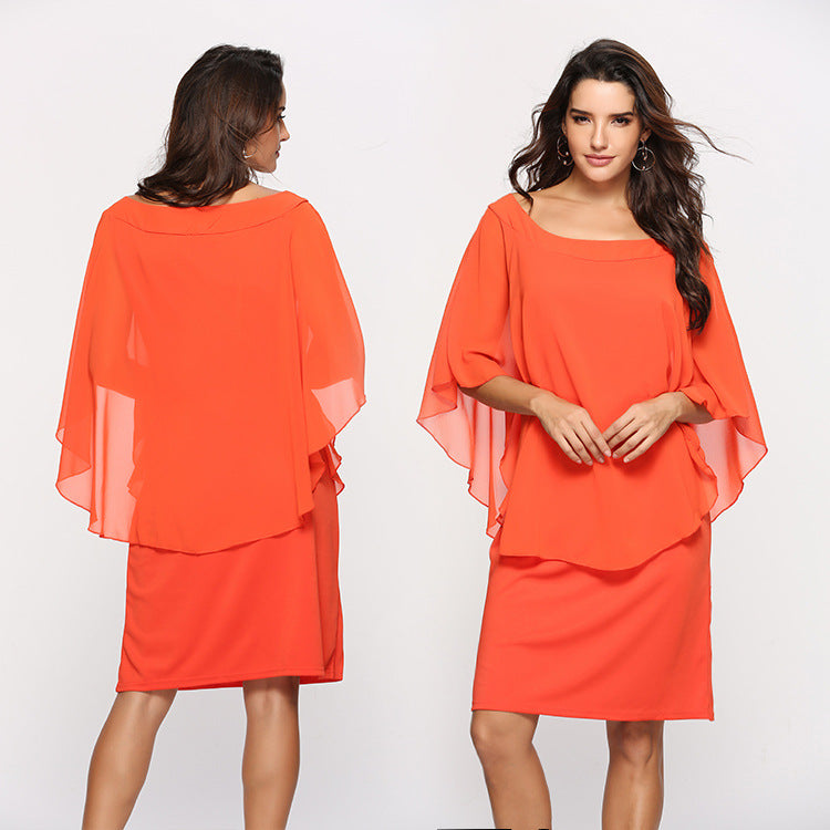 Damen elegantes Abendkleid mit schwingendem Überwurf Drune