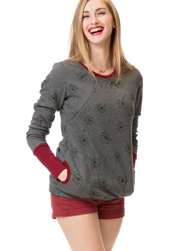 Drune Schwangerschafts-Chaps, Krankenschwester-Sweatshirts, Blumendruck, Taschen, Reißverschluss, Stillkleidung
