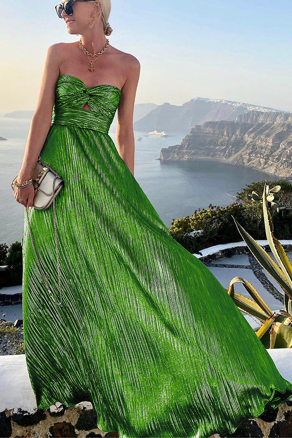 Drune | Schulter Shimmer Maxi Kleid Elegant, Leicht & Perfekt Für Abend Glam