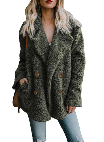Damen Kuschelige Boucle-Jacke mit doppelter Knopfleiste Drune