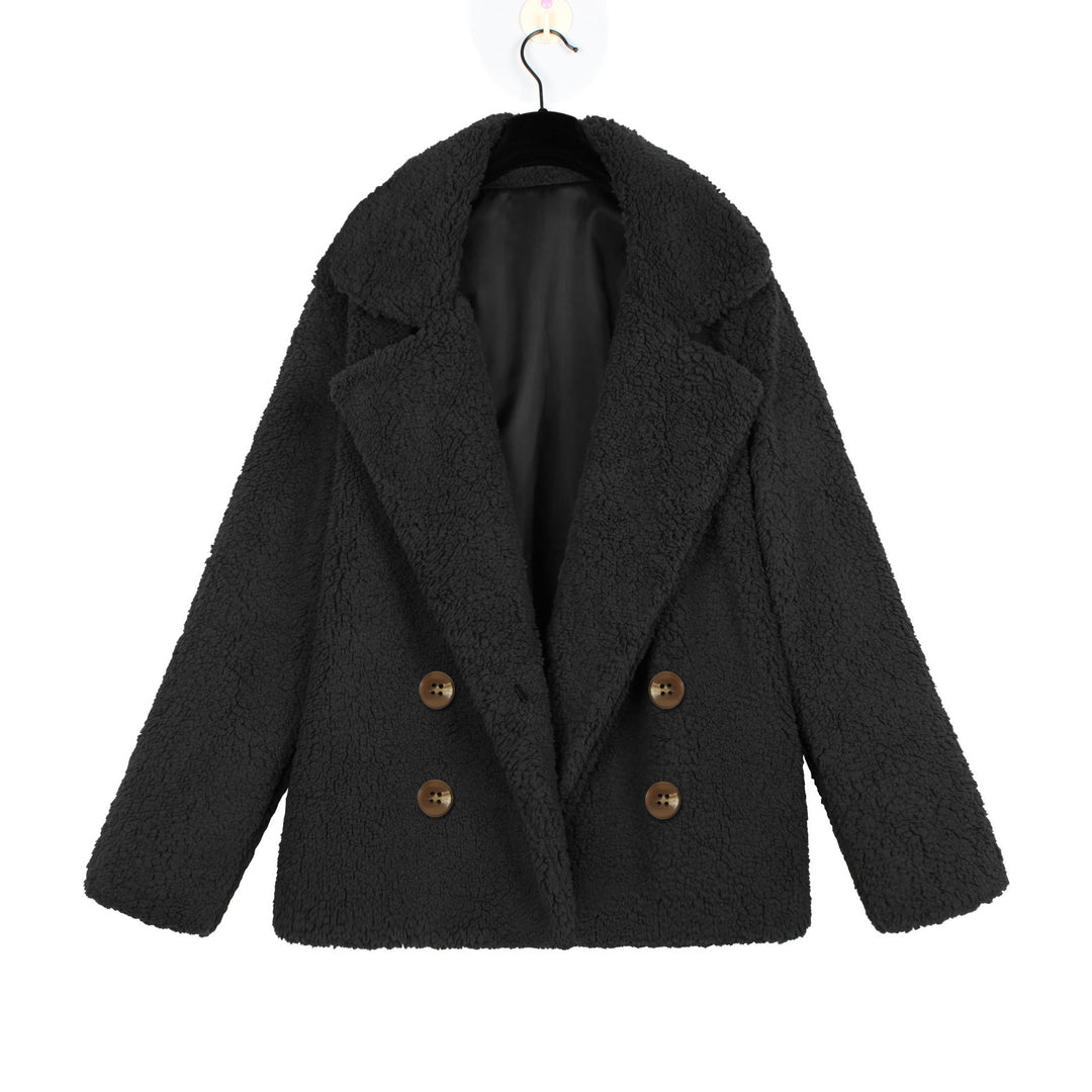 Damen Kuschelige Boucle-Jacke mit doppelter Knopfleiste Drune