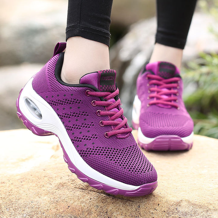 Damen nan leichter Mesh-Komfort-Sneaker mit integrierter Luftfederung, gepolsterter Fersenmanschette und federnder Wellenlaufsohle Drune