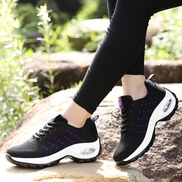 Damen nan leichter Mesh-Komfort-Sneaker mit integrierter Luftfederung, gepolsterter Fersenmanschette und federnder Wellenlaufsohle Drune