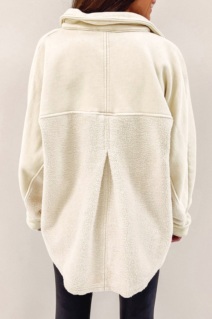 Drune | Weiche Fleecejacke mit Großen Knöpfen Polyester Komfort und Warmer Stil