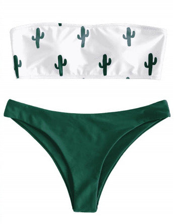 Damen Bandeau-Bikini mit verspieltem Kaktus-Muster Drune