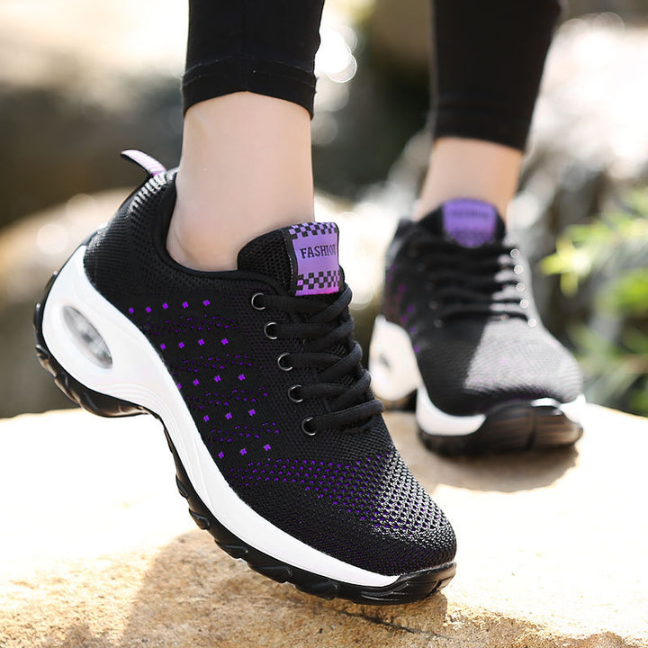 Damen nan leichter Mesh-Komfort-Sneaker mit integrierter Luftfederung, gepolsterter Fersenmanschette und federnder Wellenlaufsohle Drune
