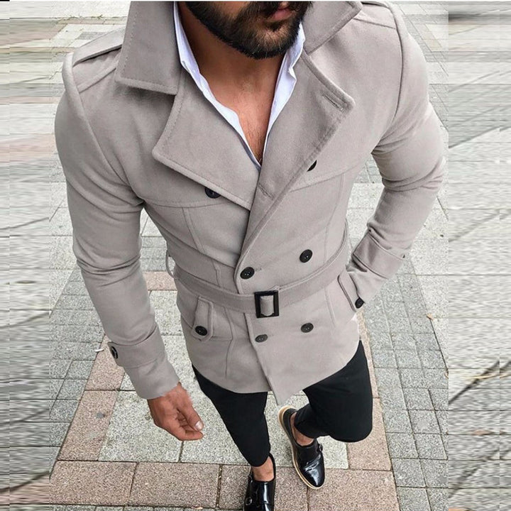 Herren modischer Trenchcoat mit gefüttertem Kragen und Gürtel Drune