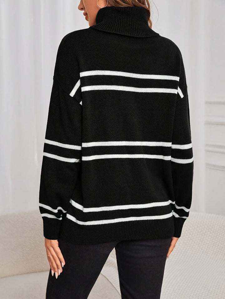 Drune | Gestreifter Rollkragenpullover