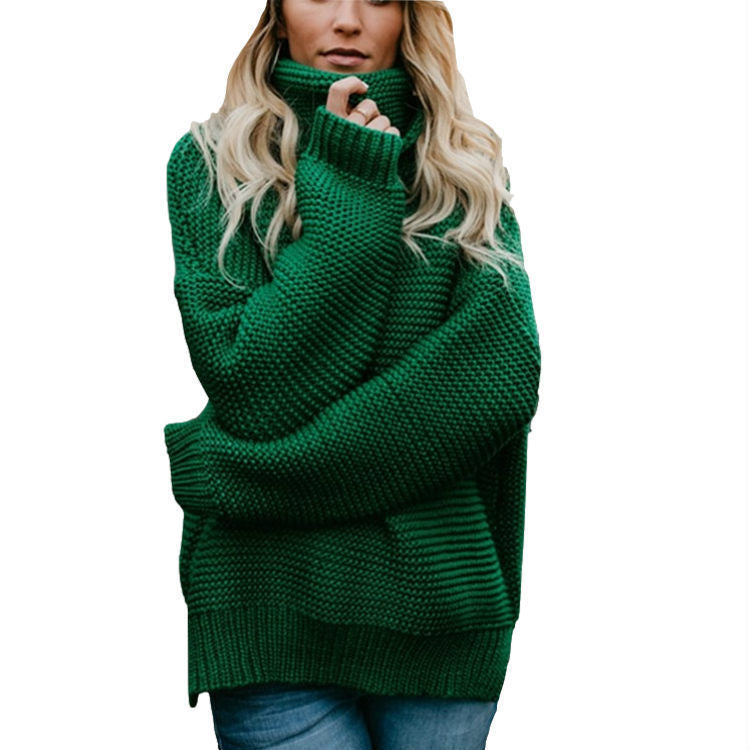 Damen Grobstrickpullover mit hohem Kragen und lässiger Passform Drune