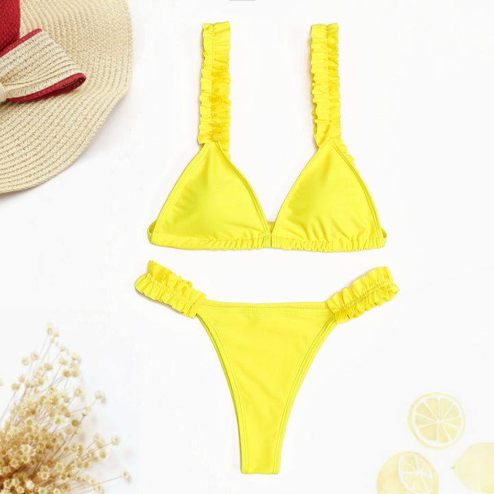 Damen Triangel-Bikini mit Rüschen und farbenfrohem Design Drune