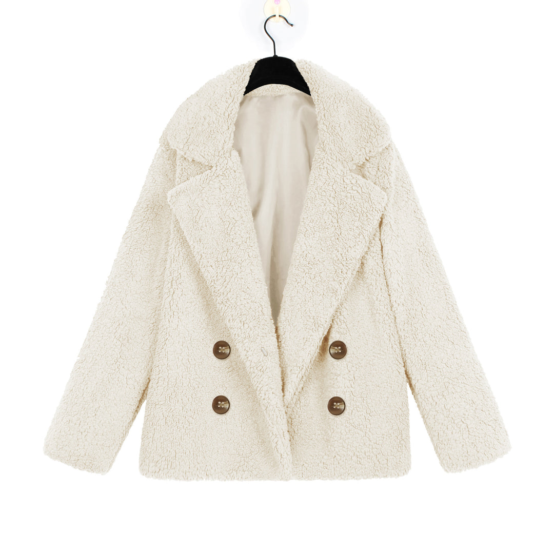 Damen Kuschelige Boucle-Jacke mit doppelter Knopfleiste Drune