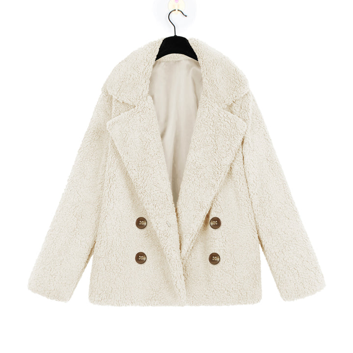 Damen Kuschelige Boucle-Jacke mit doppelter Knopfleiste Drune