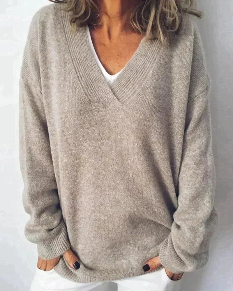 Drune | Bequeme V-Ausschnitt Damenpullover