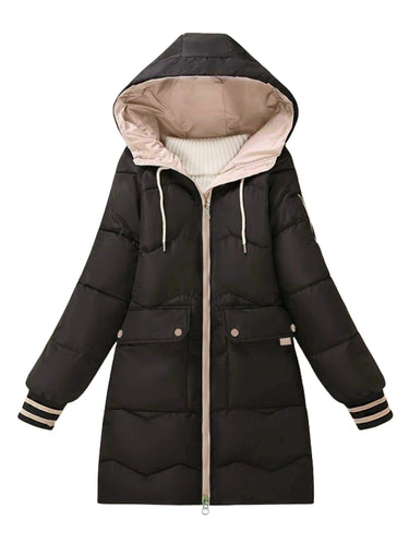 Drune | Dicke, lässige Winterjacke mit Taschen und Kapuze für Frauen - Ideal für Herbst/Winter