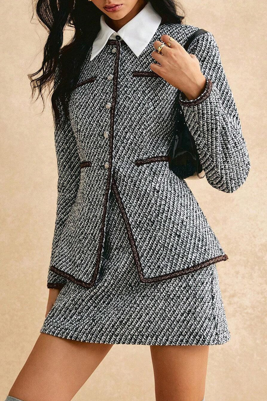 Drune | Tweed Reversjacke & Rock Zweiteiliges Set
