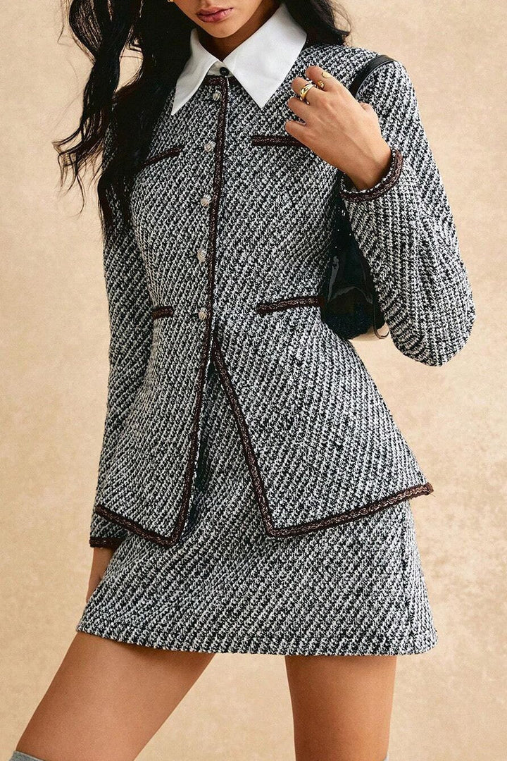 Drune | Tweed Reversjacke & Rock Zweiteiliges Set