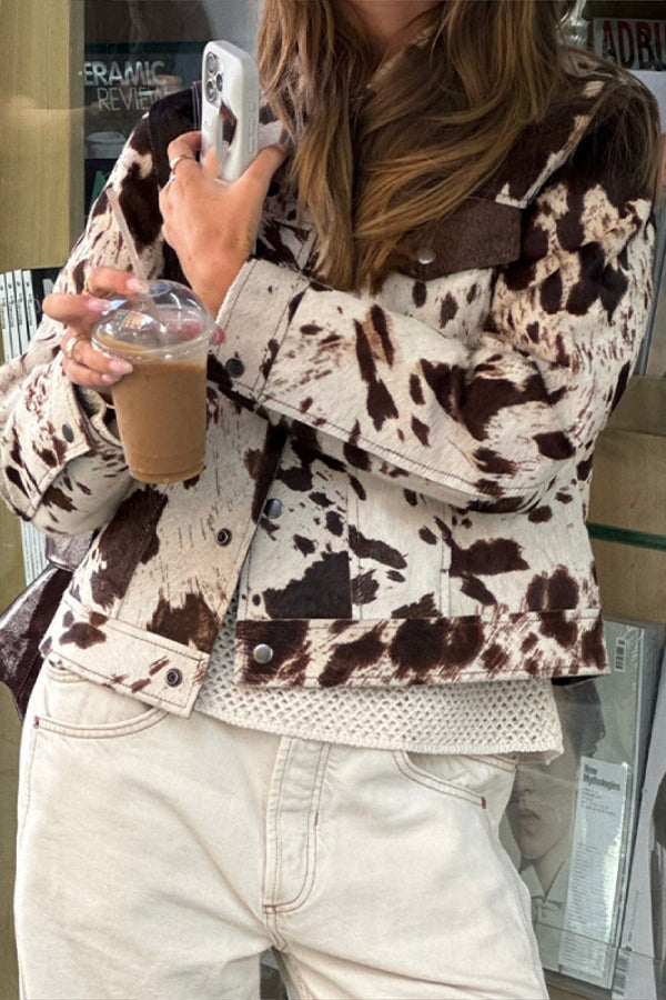 Drune | Revers Bequem Lässig Bedruckte Hemdjacke
