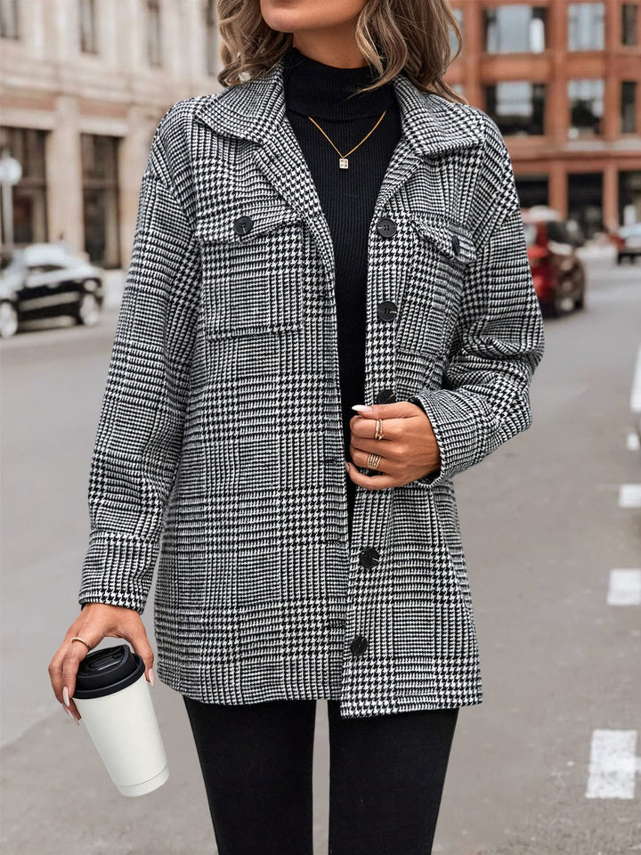 Drune | Hahnentritt Drop Shoulder Kragenjacke