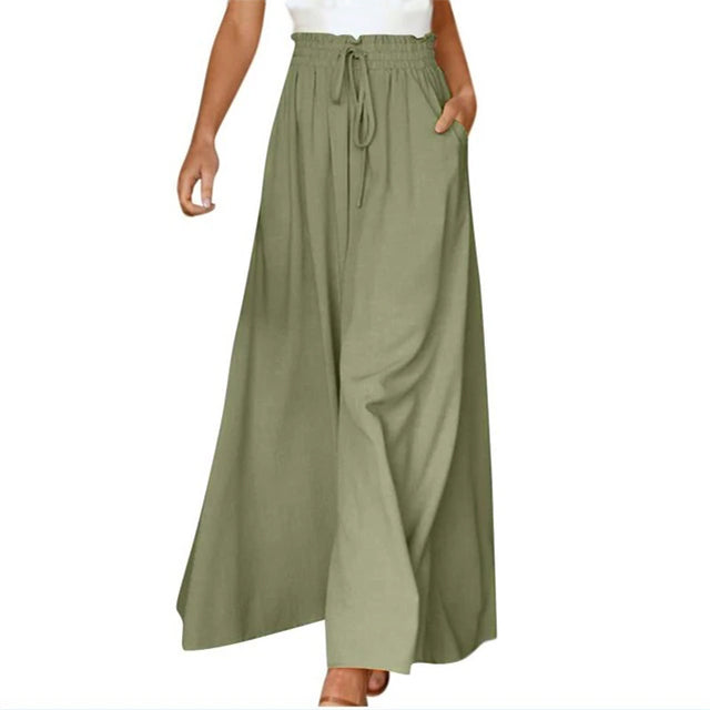 Drune | Leichte Damen Leinenhose Mit Weitem Bein Für Frühling Und Sommer