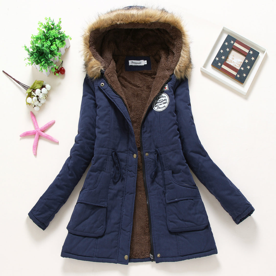 Damen gefütterte Übergangsjacke mit Kapuze und Teddyfutter Drune
