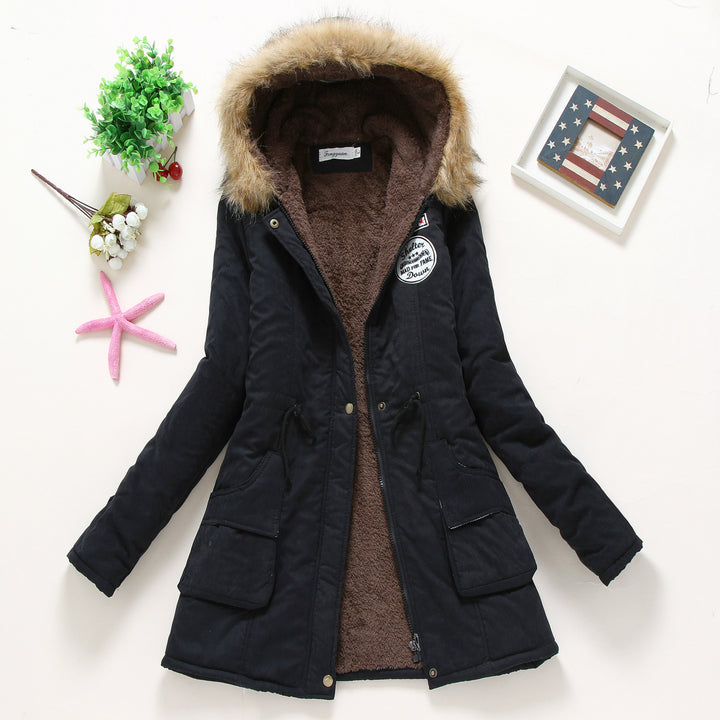 Damen gefütterte Übergangsjacke mit Kapuze und Teddyfutter Drune