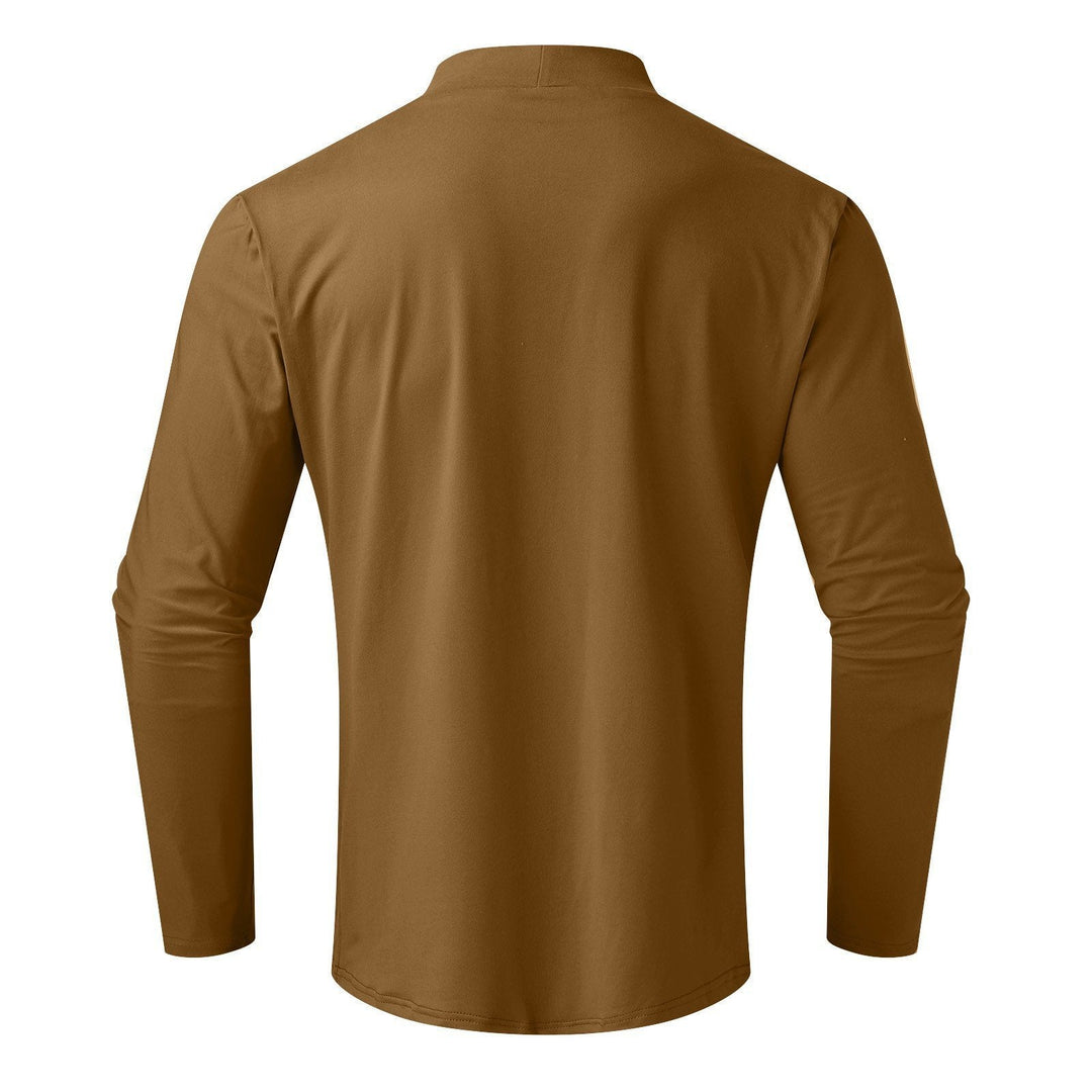 Drune | Fit Langarm-T-Shirt für Herren mit Stehkragen