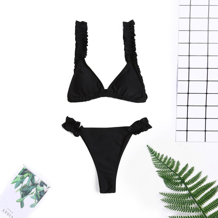 Damen Triangel-Bikini mit Rüschen und farbenfrohem Design Drune
