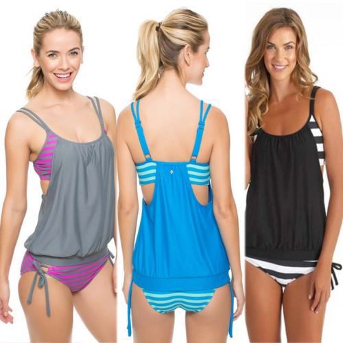 Damen Tankini mit verstellbaren Trägern und Übergroßem Schnitt Drune