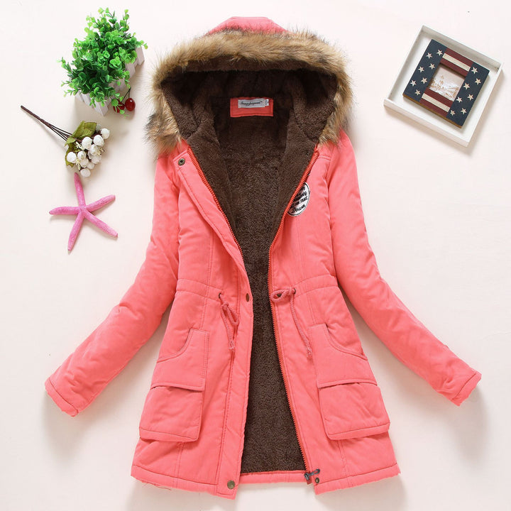 Damen gesteppte Winterjacke mit abnehmbarem Kunstfellkragen und praktischen aufgesetzten Taschen Drune
