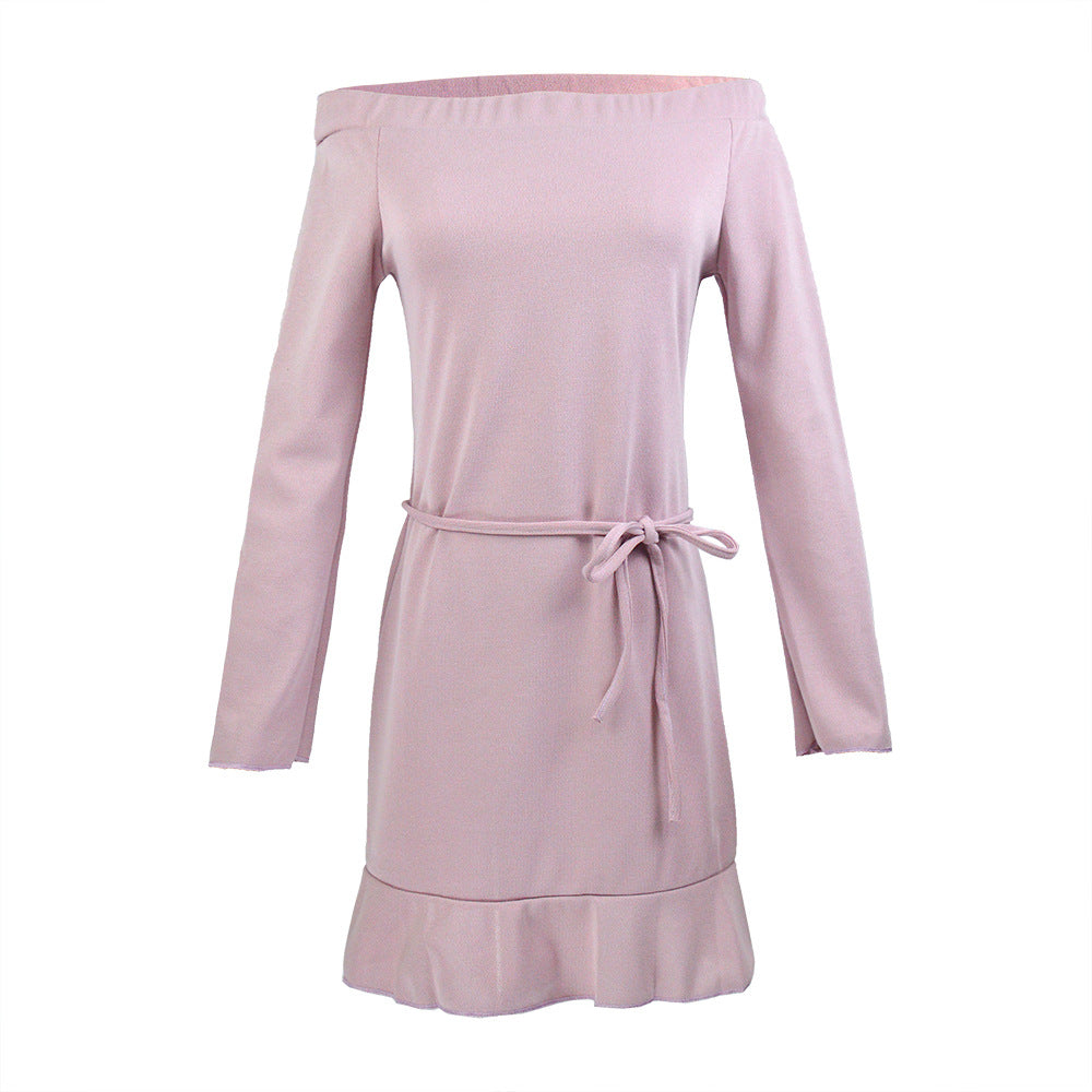 Damen Freizeitkleid mit schulterfreiem Design und verspieltem Saum Drune