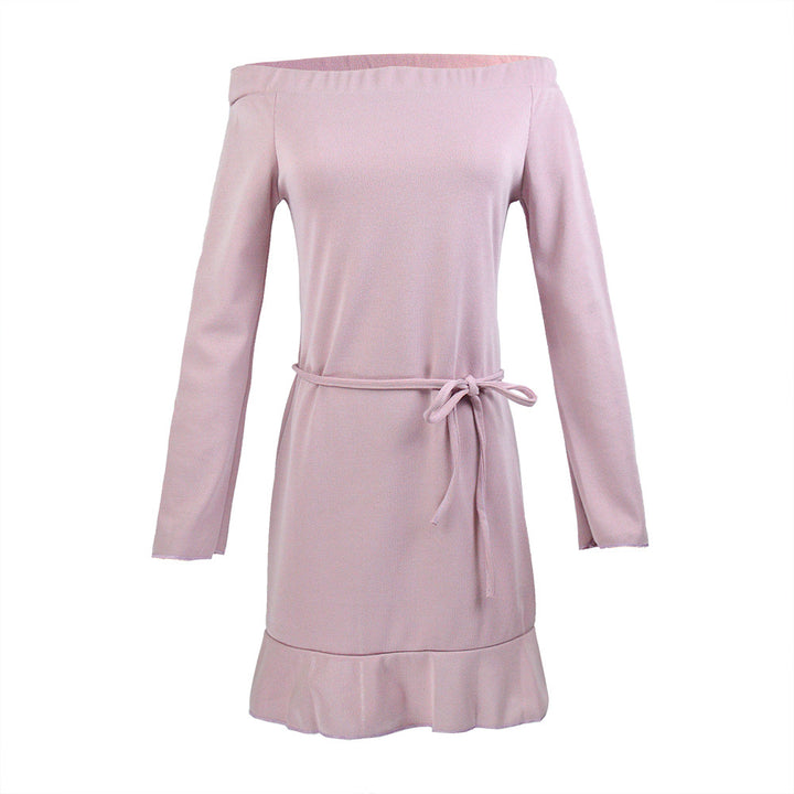 Damen Freizeitkleid mit schulterfreiem Design und verspieltem Saum Drune