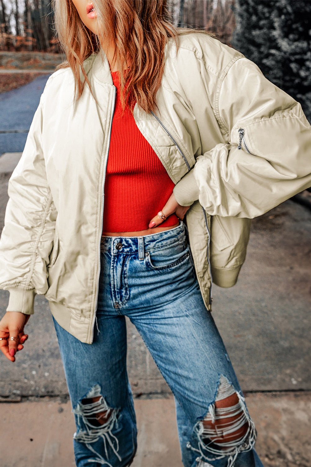 Drune | Bomberjacke - Satin-Finish - Leichte Schicht - Lässiger Streetstyle
