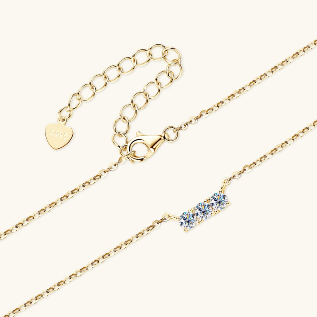 Drune | 925 Sterling Silber Eingelassene Moissanit Bar Halskette