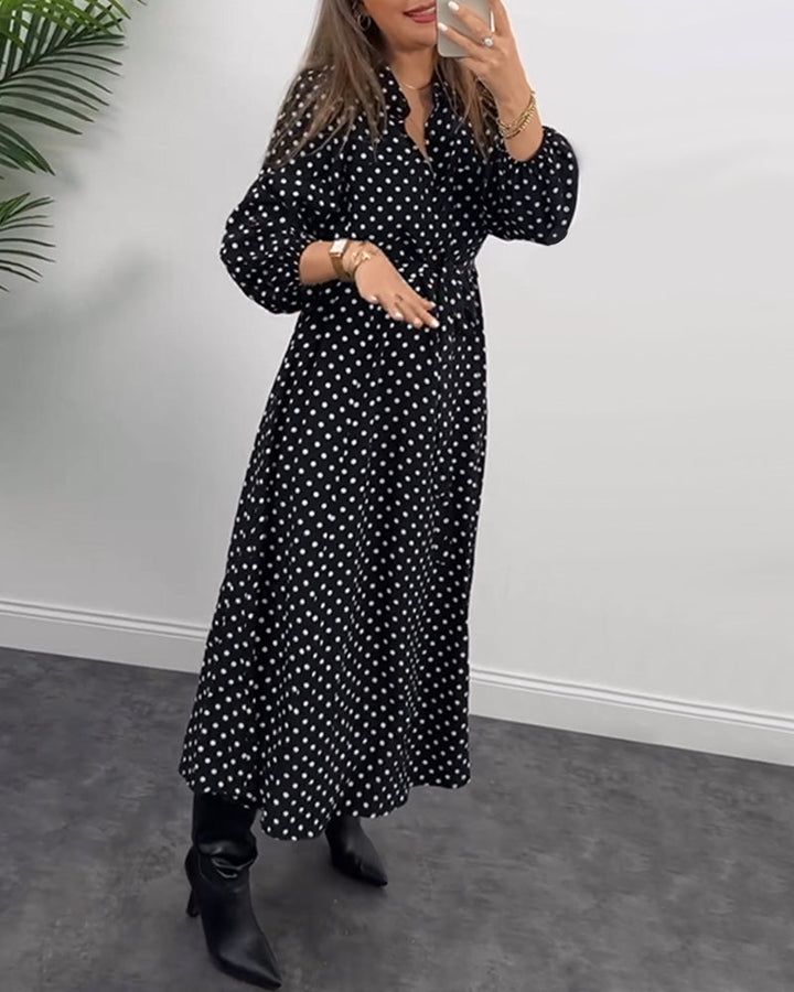 Drune | Kleid mit Gepunktetem Revers