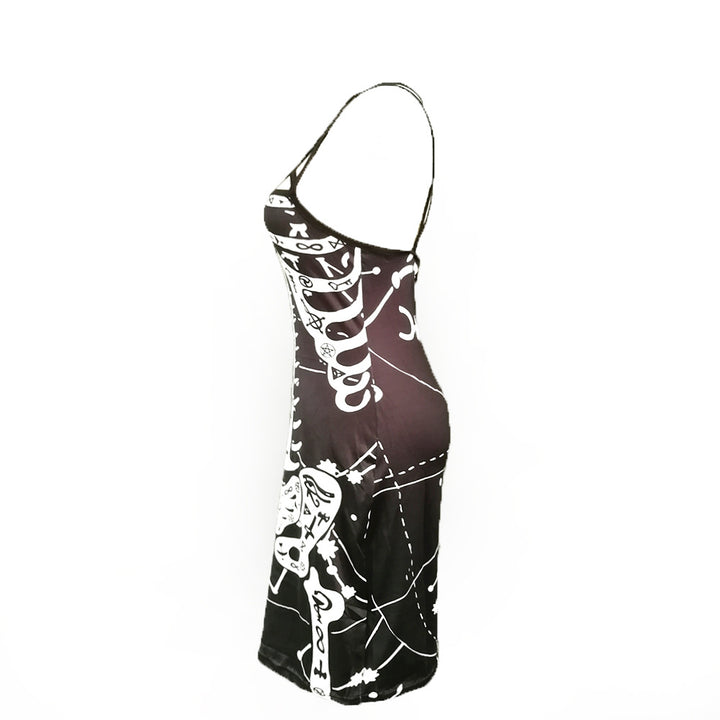 Damen figurbetontes Midi-Kleid mit grafischem Druck Drune
