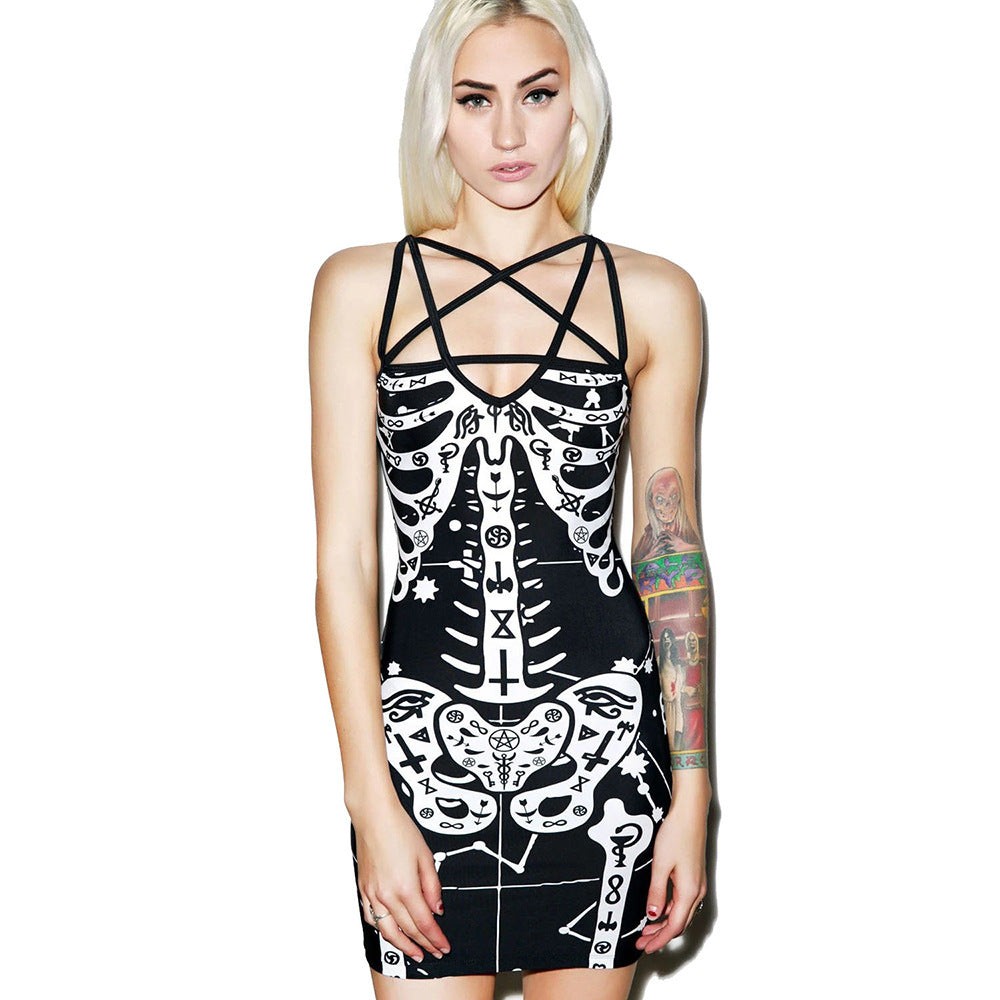 Damen figurbetontes Midi-Kleid mit grafischem Druck Drune