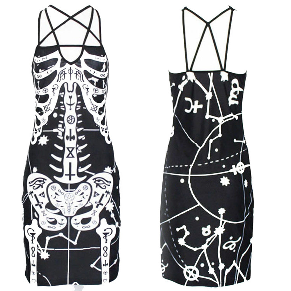 Damen figurbetontes Midi-Kleid mit grafischem Druck Drune