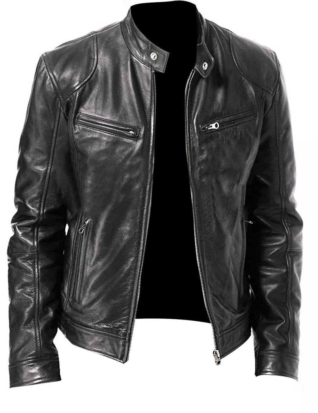 Drune | Casual Jacke aus veganem Leder ohne Kapuze für Männer - Geeignet für jeden Anlass