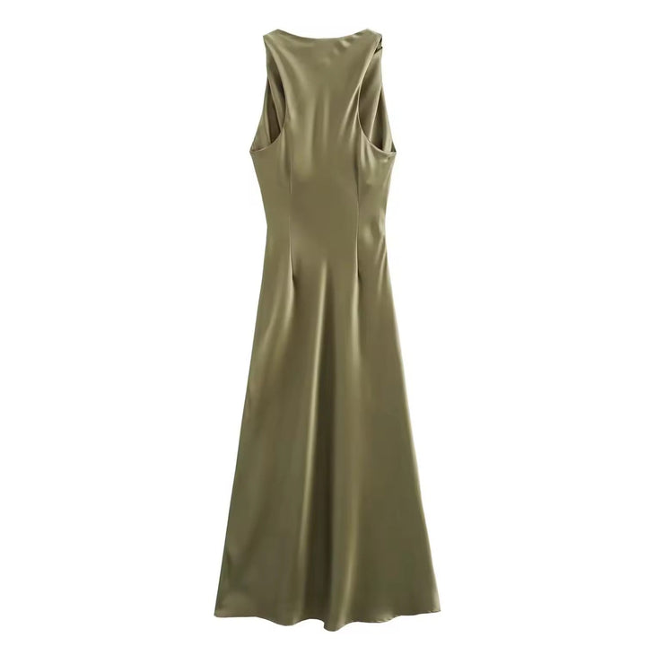 Drune | Satin Maxikleid Elegante Drapierung
